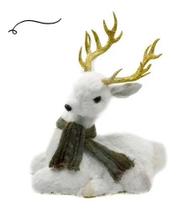 Rena Cervo Natalino Deitado 34cm Palha Branca Cachecol Saldão