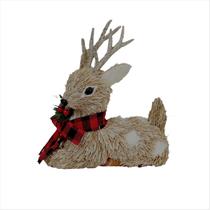 Rena de Palha Natalina Sentada Rústica 20CM