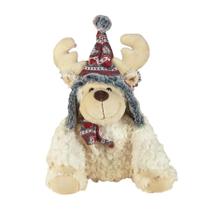 Rena Decorativa de Natal Sentada de Touca - 35 Centímetros - 1 unidade - Rizzo