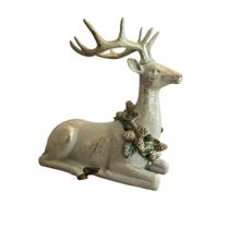 Rena decorativa deitada - resina - cinza ouro