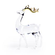 Rena Decorativa em Pé Acrilico Transparente e Dourado 24cm