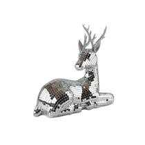 Rena natal decorativa espelhada 20x23cm prata florarte