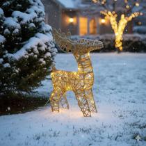 Rena Natalina Decorativa Aramada com Glitter e LED - 45cm