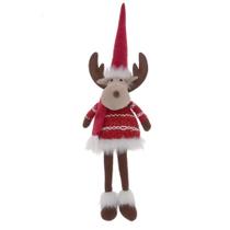 Rena natalina em tecido com chapeu perna mole 53cm