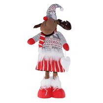 Rena Natalina em Tecido com Gorro e Trico em Pe 50cm