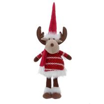 RENA NATALINA EM TECIDO EM PE COM CASACO VERMELHO - 49cm