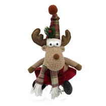 Rena Natalina Sentada Vestido Vermelho e Gorro 22CM