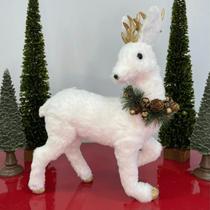Rena Snow em Pé - Branco / Dourado - 42cm