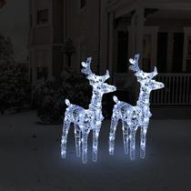 Renas de Natal vidaXL feitas de acrílico com luzes LED, 2 unidades