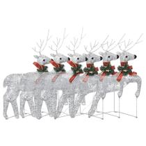 Renas de Natal vidaXL Silver com 120 luzes LED 6 unidades