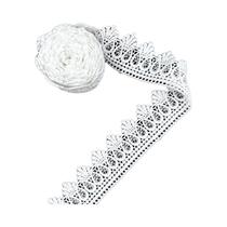 Renda Branca Elegante Com Acabamento De 15 Jardas, Padrão Floral Intrincado, 1,73 Polegadas De Renda Branca Elegante Com Acabamento De 15 Jardas, Padrão Floral Intrincado, 1,73 Polegadas De