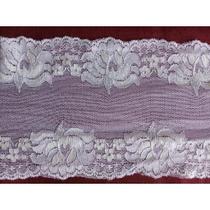 Renda de elastano floral com detalhes prateados 3 metros de comprimento x 14 cm de largura Renda de elastano floral com detalhes prateados 3 metros de comprimento x 14 cm de largura