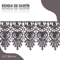 Renda De Guipír Chl-436 - Peça Com 13,7 Metros- Cinza Escuro - Nº: 307- Nybc