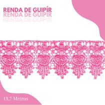 Renda De Guipír Chl-436 - Peça Com 13,7 Metros- Rosa Chiclete - Nº: 140 - Nybc