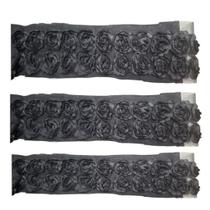 Renda de tule acetinada 5cm cor preto metro