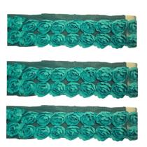 Renda de tule acetinada 5cm verde tiffany metro Renda de tule acetinada 5cm verde tiffany metro