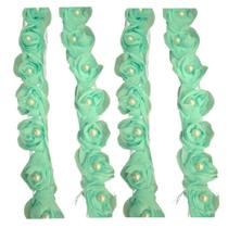 Renda de tule c/pérolas 3cm cor verde água metro