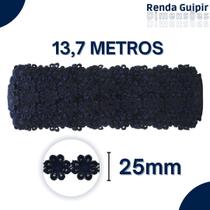 Renda Guipír Azul Marinho - 25Mm Rolo Com 13,7 Metros - Chl207 - Nybc