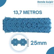 Renda Guipír Azul Turquesa - 25Mm Rolo Com 13,7 Metros - Chl207 - Nybc Renda Guipír Azul Turquesa - 25Mm Rolo Com 13,7 Metros - Chl207 - Nybc