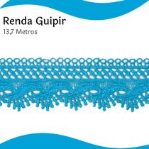 Renda Guipír Azul Turquesa - Rolo Com 13,7 Metros - Chl589 - Nybc