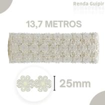 Renda Guipír Bege Natural - 25Mm Rolo Com 13,7 Metros - Chl207 - Nybc