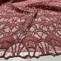 Renda Guipir Bordada com Paetê na Cor Rose - 1,55m x 1,00m