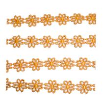 Renda guipir de flor 25 mm cor laranja metro Renda guipir de flor 25 mm cor laranja metro