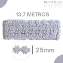 Renda Guipír Prata - 25Mm Rolo Com 13,7 Metros - Chl207 - Nybc