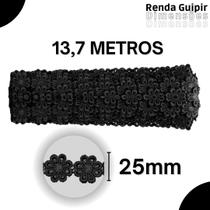 Renda Guipír Preta - 25Mm Rolo Com 13,7 Metros - Chl207 - Nybc Renda Guipír Preta - 25Mm Rolo Com 13,7 Metros - Chl207 - Nybc
