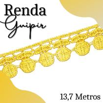 Renda Guipír - Rolo Com 13,7 Metros - Chl005 - Amarelo Gema - Nº: 106 - Nybc Renda Guipír - Rolo Com 13,7 Metros - Chl005 - Amarelo Gema - Nº: 106 - Nybc