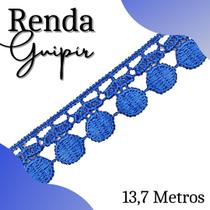 Renda Guipír - Rolo Com 13,7 Metros - Chl005 - Azul Royal - Nº: 207 - Nybc