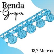 Renda Guipír - Rolo Com 13,7 Metros - Chl005 - Azul Turquesa - Nº: 199 - Nybc