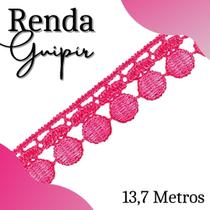 Renda Guipír - Rolo Com 13,7 Metros - Chl005 - Rosa Escuro - Nº: 312 - Nybc