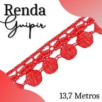 Renda Guipír - Rolo Com 13,7 Metros - Chl005 - Vermelho - Nº: 145 - Nybc