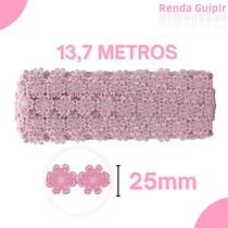 Renda Guipír Rosa Claro - 25Mm Rolo Com 13,7 Metros - Chl207 - Nybc