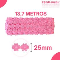 Renda Guipír Rosa Escuro - 25Mm Rolo Com 13,7 Metros - Chl207 - Nybc