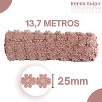 Renda Guipír Rose - 25Mm Rolo Com 13,7 Metros - Chl207 - Nybc