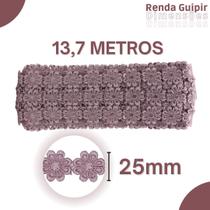 Renda Guipír Rose Escuro - 25Mm Rolo Com 13,7 Metros - Chl207 - Nybc