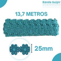 Renda Guipír Turquesa Escuro - 25Mm Rolo Com 13,7 Metros - Chl207 - Nybc Renda Guipír Turquesa Escuro - 25Mm Rolo Com 13,7 Metros - Chl207 - Nybc
