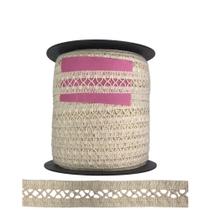 Renda ponto palito de algodão 2cm Rolo com 50 metros Renda ponto palito de algodão 2cm Rolo com 50 metros