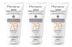 Renew Solar Tripla Proteção Fps70 Com Protinol 40g Kit 3 Un