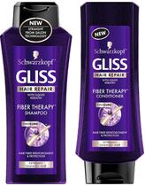 Reparador capilar Schwarzkopf Gliss Fibroterapia para cabelos extremamente danificados Conjunto de xampu e condicionador Peso líquido de 13,6 FL OZ (400 mL) por frasco Um conjunto