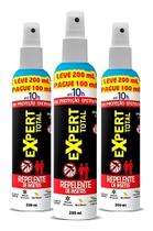 Repelente De Insetos P/ Pele Expert Total 10h 200ml Kit 3un