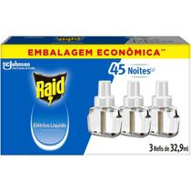 Repelente Eletrico Líquido Raid 45 Noites 3 Refis de 32,9ml
