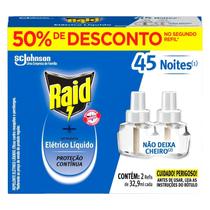 Repelente Elétrico Líquido Raid 45 Noites Refil 2 Unidades 32,9ml