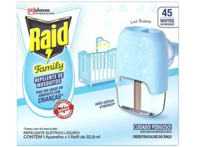 Repelente Elétrico Líquido Raid Family com Refil - 32,9ml 45 Noites