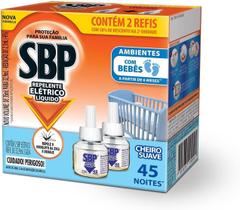 Repelente Elétrico Líquido SBP 45 Noites 2 Unidades 35ml
