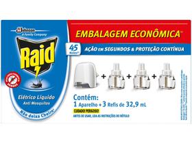 Repelente Elétrico Raid Tomada Líquido 45 Noite 3 Refis