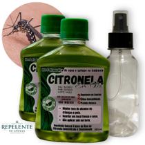 Repelente - óleo de Citronela Concentrado TOP: 2x250ml + 1Spray - faz 100L de Repelente de Ambientes