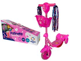 Replay Kids Patinete Infantil Kiddy 3 Rodas Com Led Som E Cesta Azul e Rosa